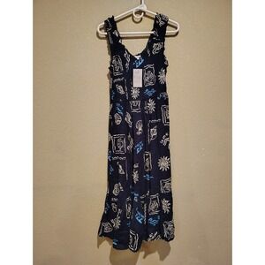 Patrons of Peace Coastal Navy Dress Made in India Size Small